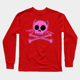 Pirate Cat Pink Long Sleeve T-Shirt